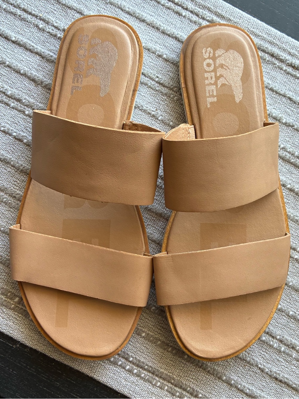Sorel Women's Tan Double-Strap Slide Sandals